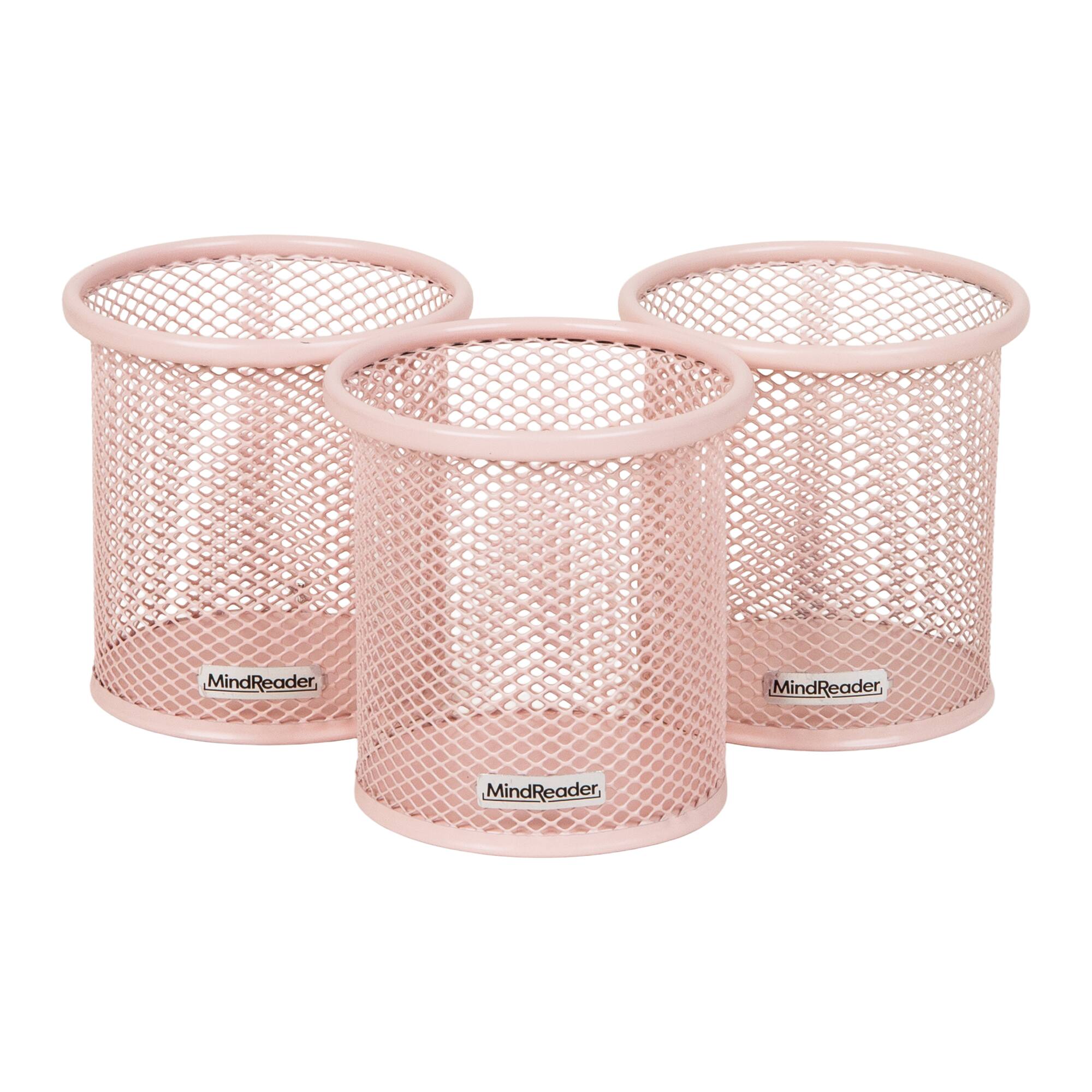 Mind Reader Pen and Accessories Holder, Desktop Organizer, Office, Metal Mesh, Set of 3